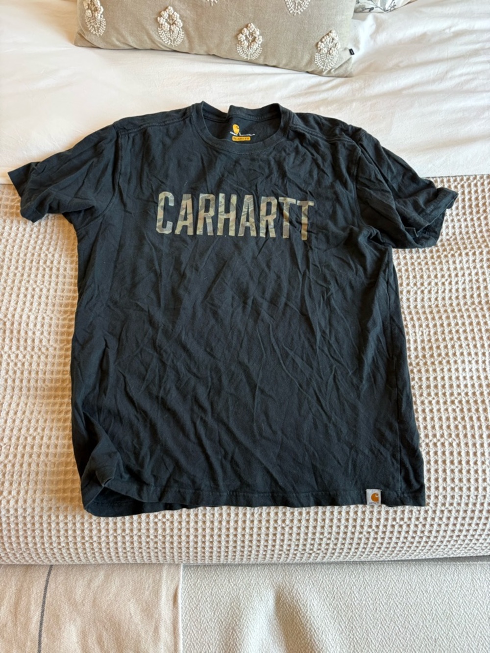 Carhartt Black Short-Sleeve Tee with Camo Logo